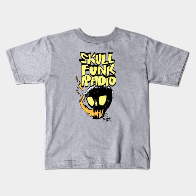 SKULL FUNK RADIO Kids T-Shirt by Jim Mahfood